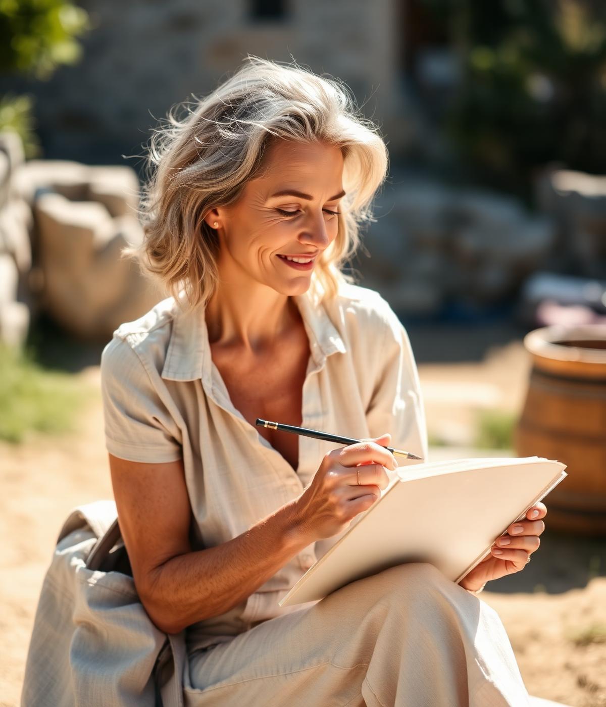 Placeholder portrait of a watercolor artist sketching outdoors